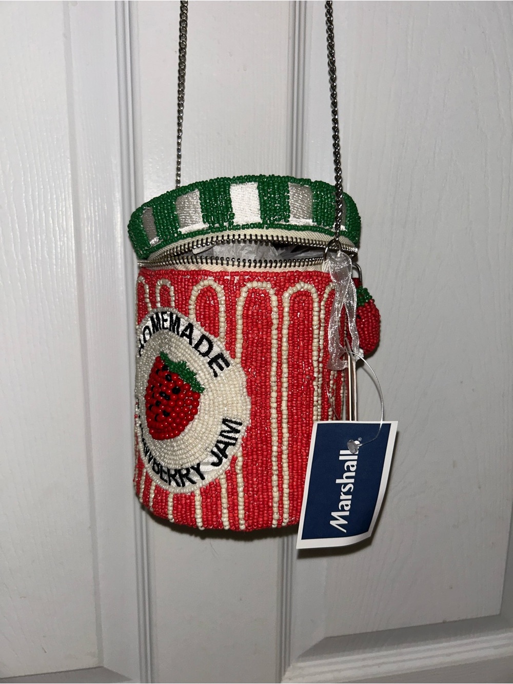 Beaded strawberry jam purse